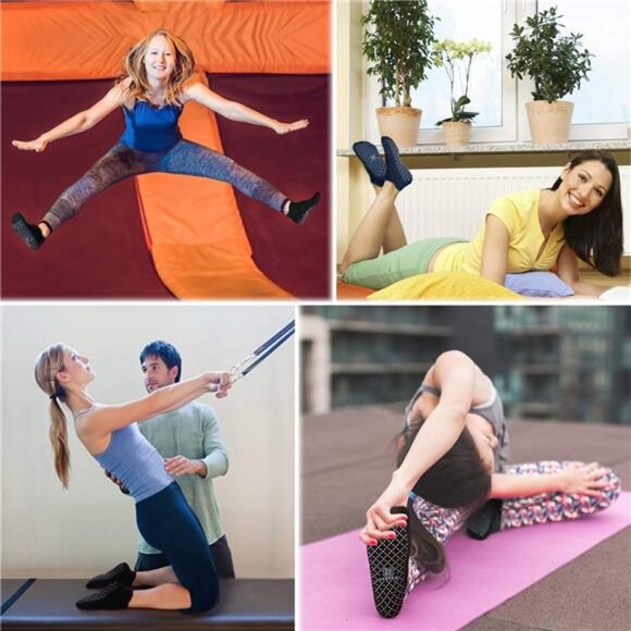 Unisex Non Slip Grip Socks with Cushion for Yoga Pilates Barre Home & Hospital - Picture 6 of 8